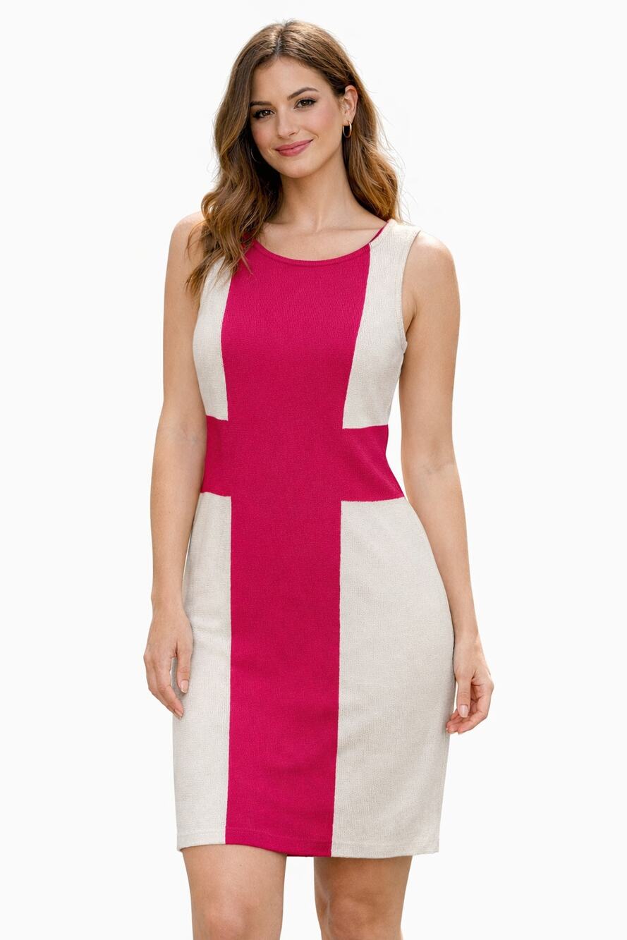 St. John Collection Color Block Knit Sleeveless Dress, NWT, Size 10
